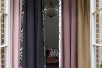 A selection of Abigail Ahern coloured Curtains Linings in Dockyard, Chimney, Tanner and Tobacco fabric