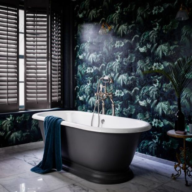 Clay full height shutters in bathroom