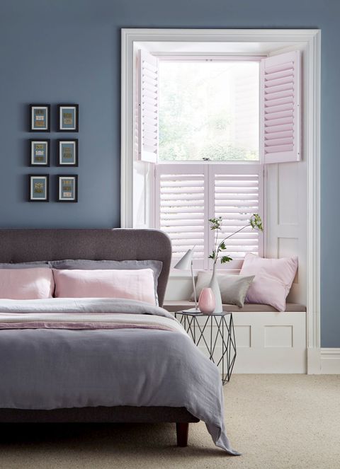 Chalk Pink shutters in a soft bedroom
