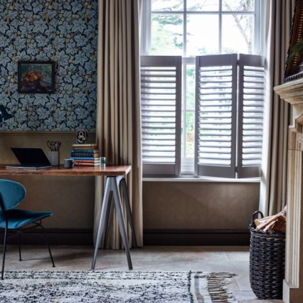 Stone grey shutters in cafe style in office