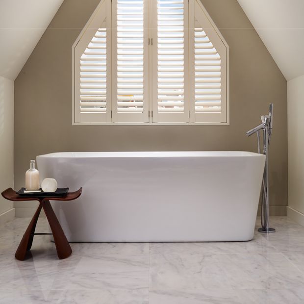Warwick Traditional Silk White Shutters in bathroom