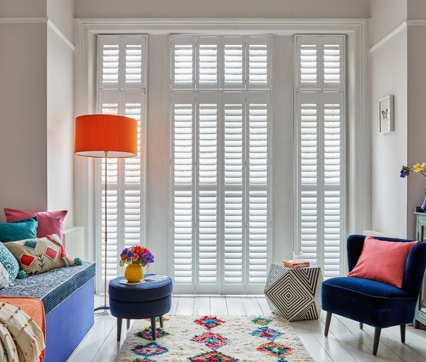 Pure White shutters in living room