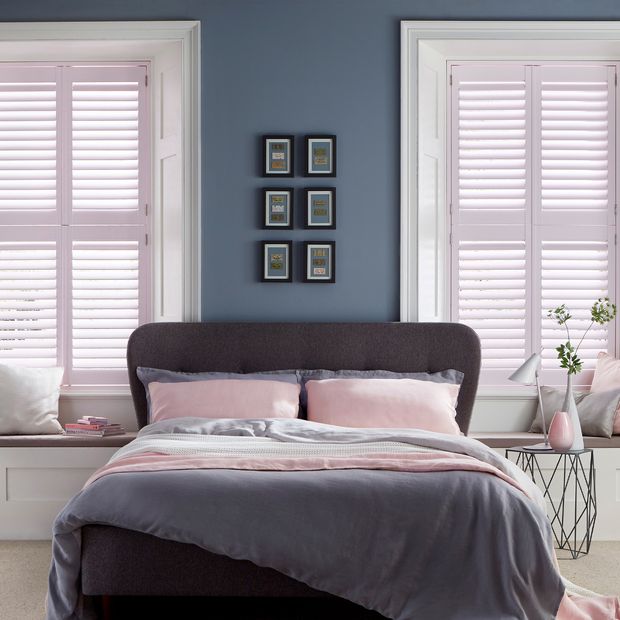 Tier-on-Tier Chalk Pink Shutters in bedroom