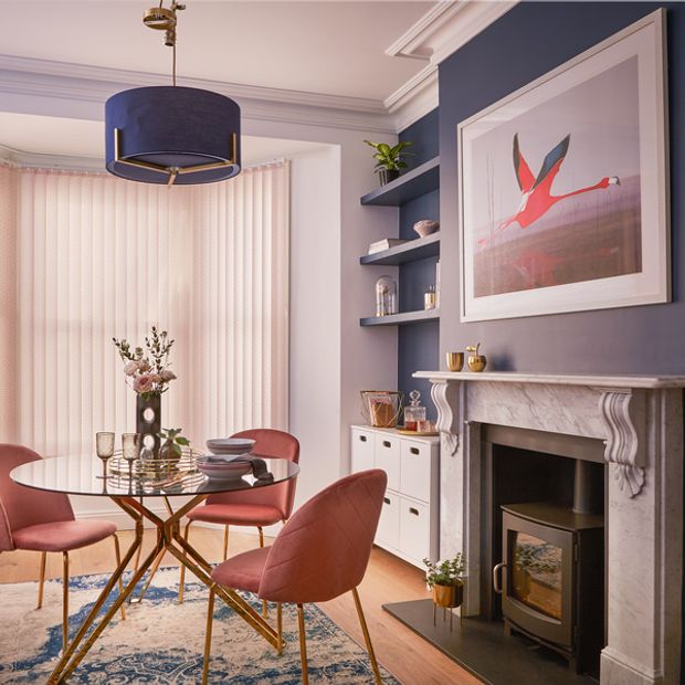 Vesper Light Pink Vertical blind in dining room
