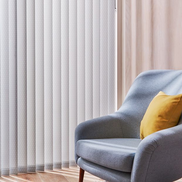 Edison Light Blue Vertical blind in living room