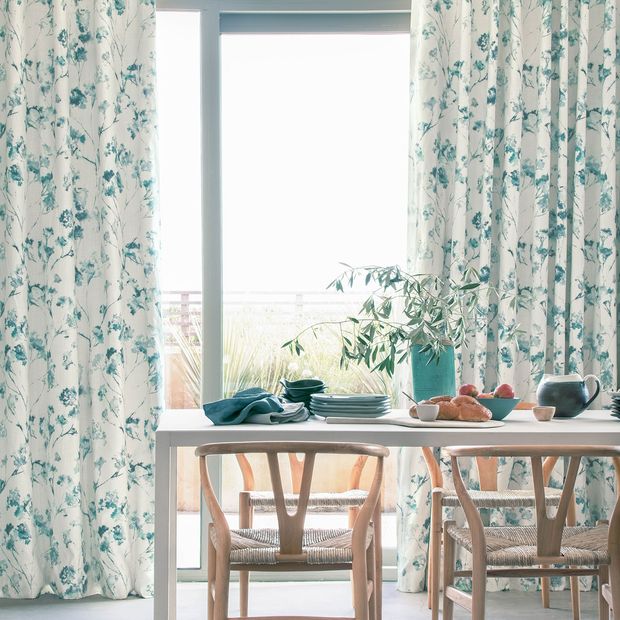 Haze Inkwash curtains in dining room