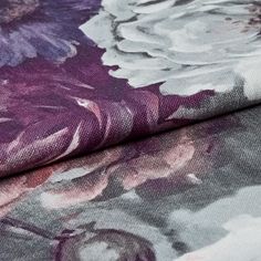Floral patterned material in multiple colours using a oil painting style