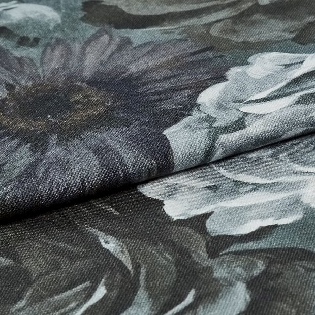 Monroe Smoulder fabric folded over showing the floral pattern