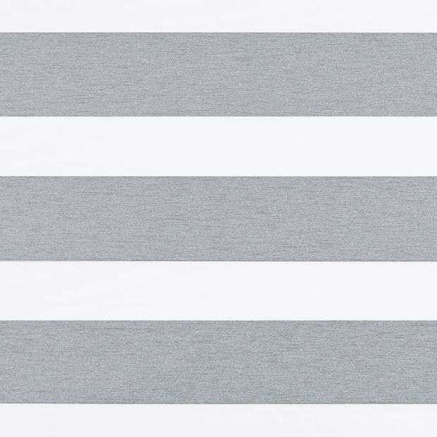 Light grey and white striped swatch of nightfall silver grey