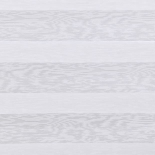 Daybreak White swatch is a white fabric with a wood effect grain, alternating between sheer strips