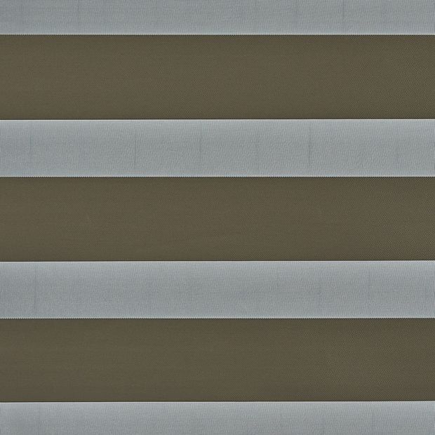 Dusk Dark Beige Dimout swatch is a dark beige, almost brown shade alternating between sheer stripes