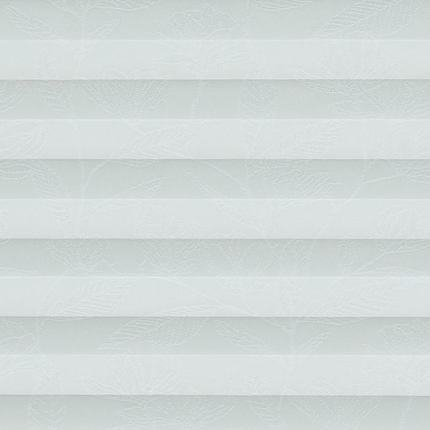 light blue swatch featuring leaf prints  for pleated blinds