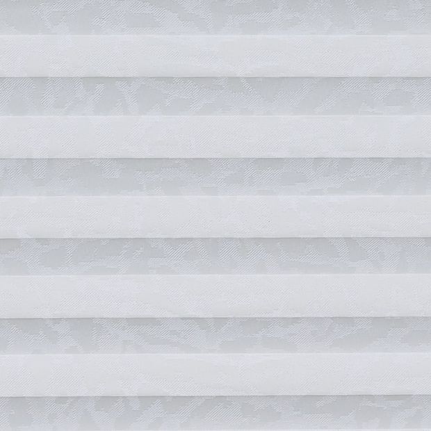 White patterned  swatch for pleated blinds