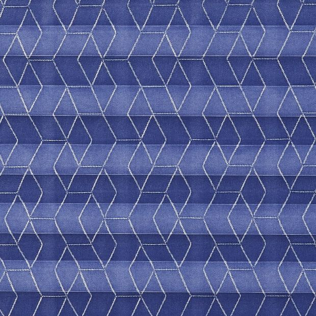 Royal blue geometric patterned  swatch for pleated blinds
