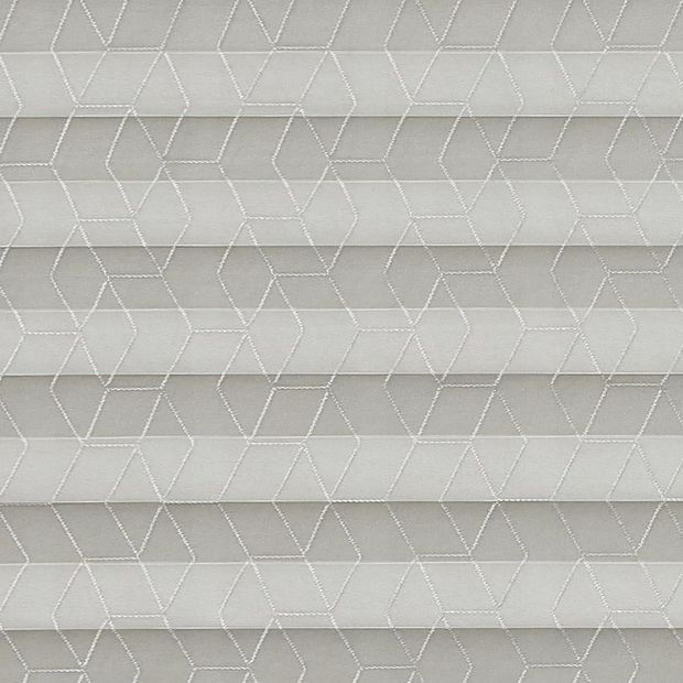 silver geometric patterned  swatch for pleated blinds