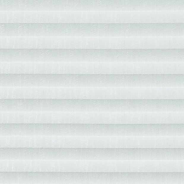 White swatch  for pleated blinds featuring ribbon print