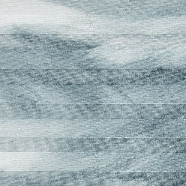 Blue and grey swatch featuring sea print for pleated blinds