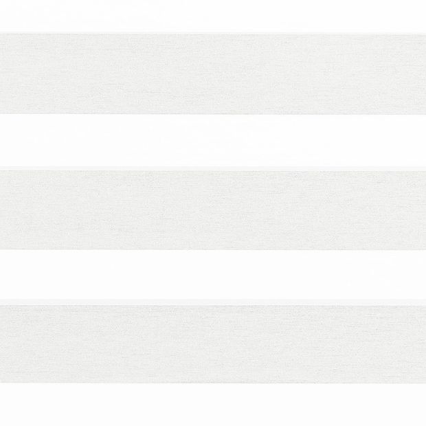 White coloured day and night blind swatch fabric in the open position