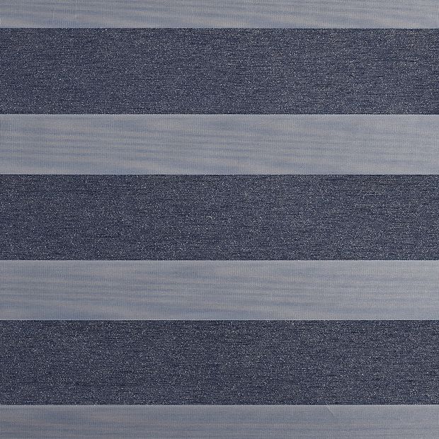 Blue coloured day and night blind swatch fabric in the closed position