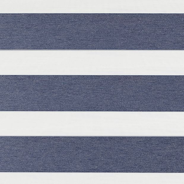 Blue coloured day and night blind swatch fabric in the open position