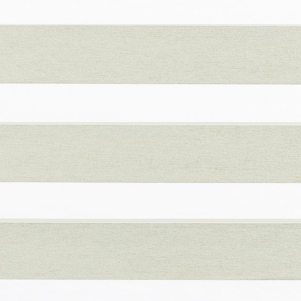 Cream coloured day and night blind swatch fabric in the open position