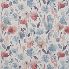 Grace Blackout Lavender swatch is a white base with an array of colourful flowers that have a watercolour look