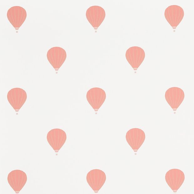 white fabric swatch with red coloured hot air balloons called Balloons Jelly