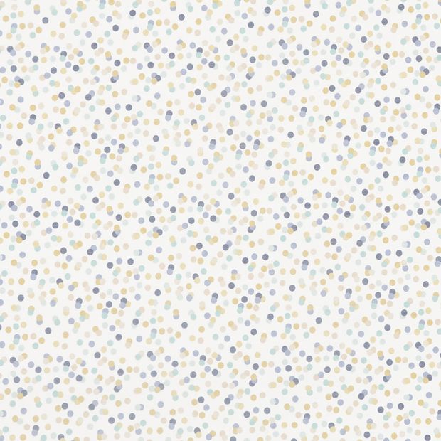 Milo Popcorn shade is a white background with a scattered pattern of coloured dots in shades of grey and orange-yellow