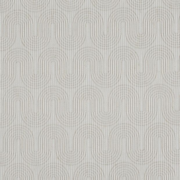 Zen Alabaster swatch is a dove grey base with a jacquard weave which creates a horizontal pattern of curves