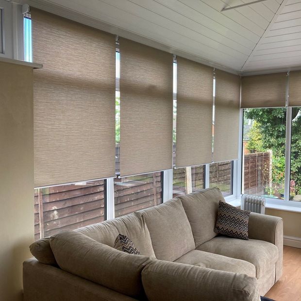 Conscious walnut conservatory roller blinds