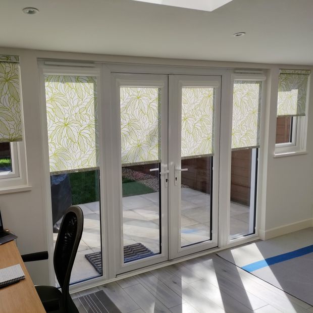 greenery tropical perfect fit roller blinds in living room