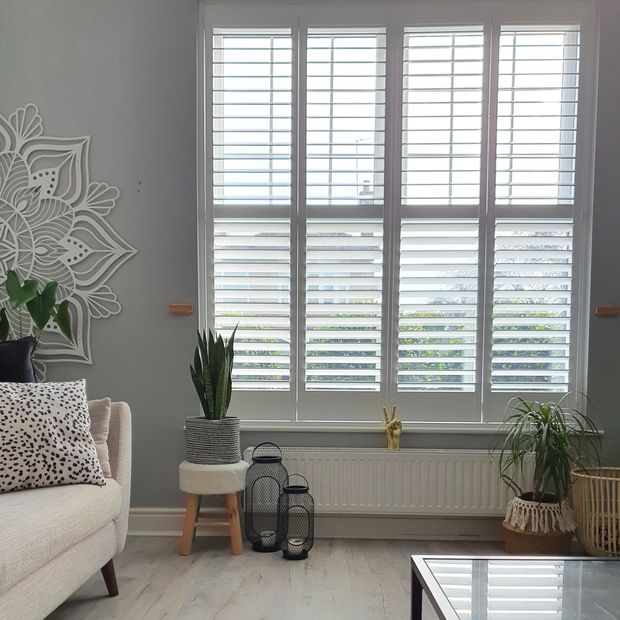 Vellum shutters in bedroom
