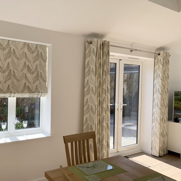 tranquility bark curtains in dining room