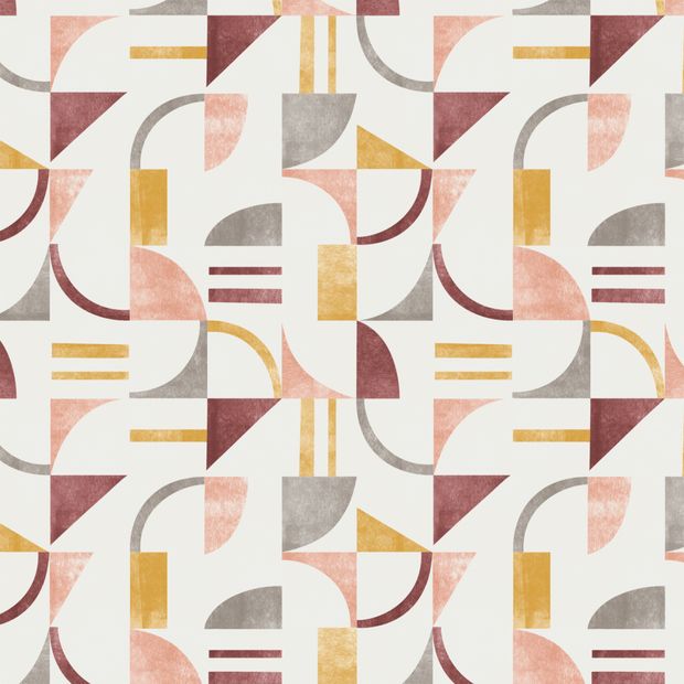 Flat swatch fabric of Block Terracotta Red