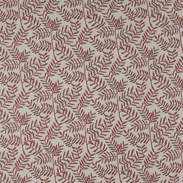 Flat swatch fabric of Fronds Beetroot Red