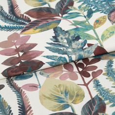 A folded piece of fabric with Emelina Waterfall Pink printed on it