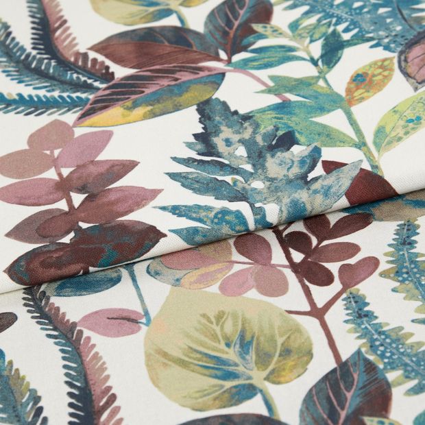 A folded piece of fabric with Emelina Waterfall Pink printed on it