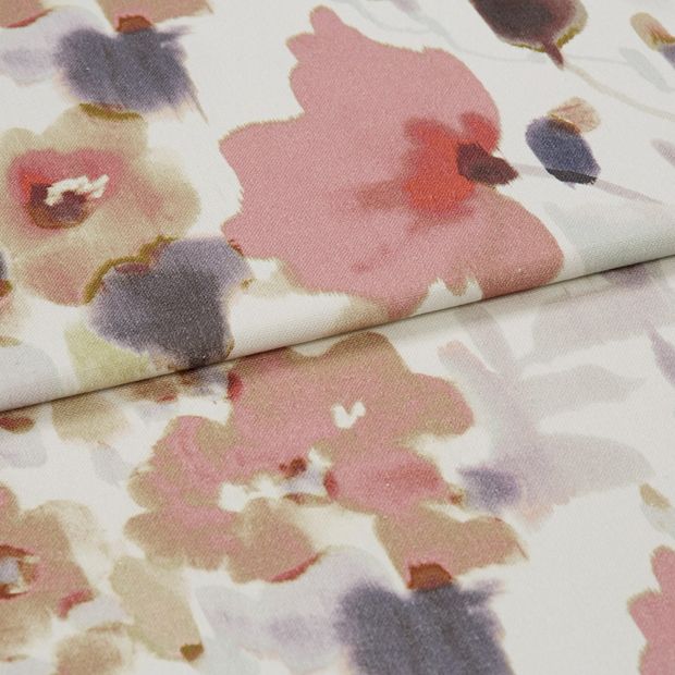 A folded piece of fabric with Livia Sorbet Pink printed on it