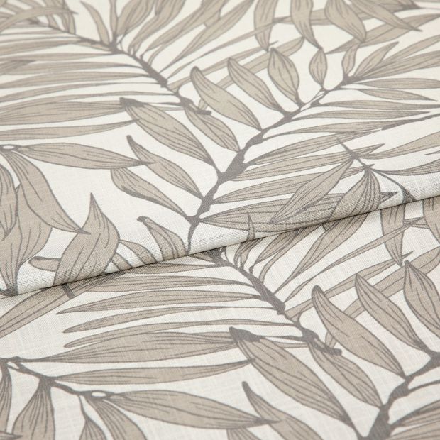 A folded piece of fabric with Laurel Pumice Cream printed on it