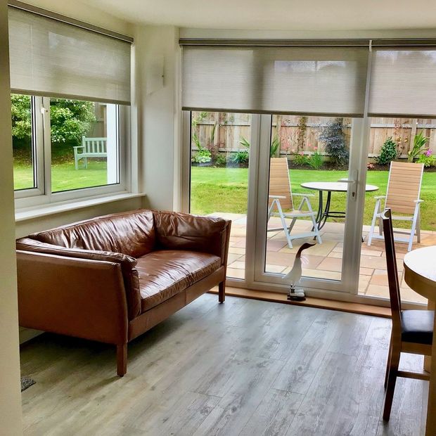 Hickory Parchment conservatory side roller blinds