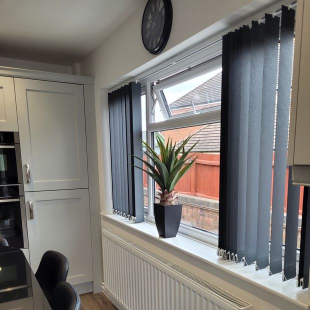 Acacia black vertical blind in kitchen