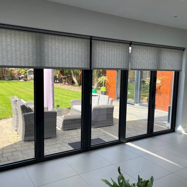 Bengal monument half open roller blinds in dining room