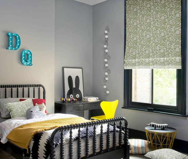 Wirl Kiwi roman blind on long window in children's bedroom