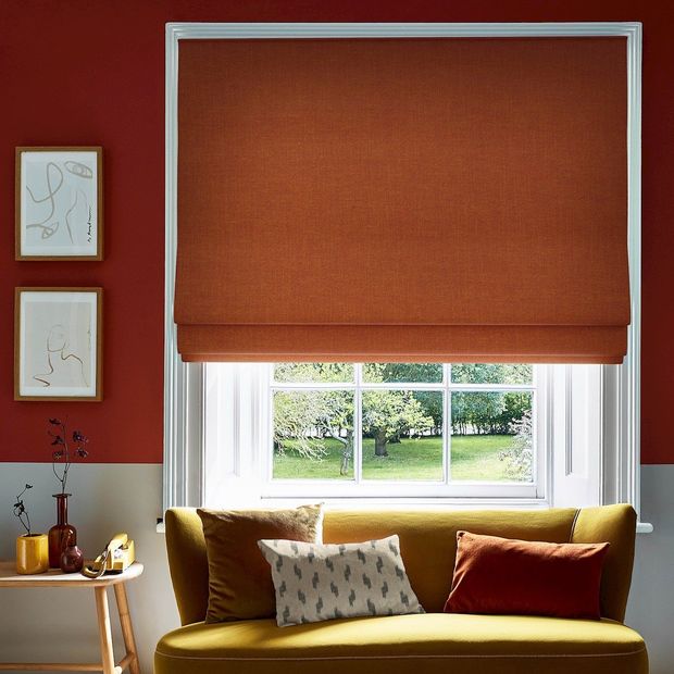 lindora sienna roman blinds in living room