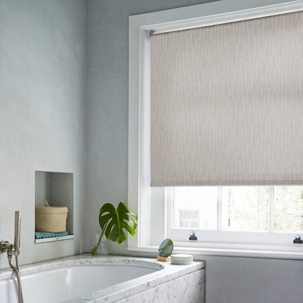 Eleanor ocean roller blind in contemporary bathroom