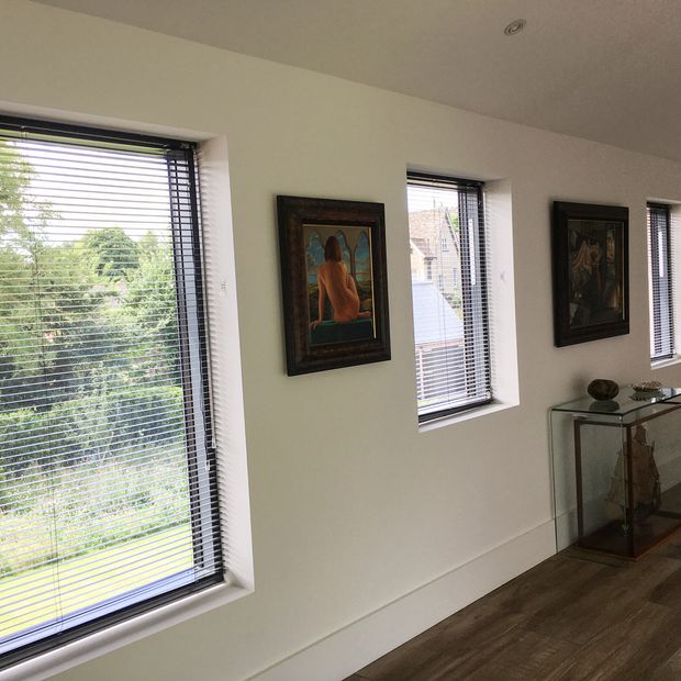 Portfolio White venetian blinds in hallway