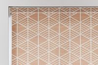 coral patterned roller blind with semi cassette and valanced header