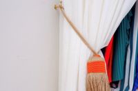 orange hold back pulling back voile curtains