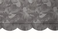 dark leaf print roller blind with scalloped hem