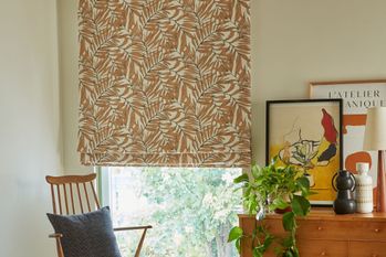 rust floral patterned roman blind hillarys laurel rust